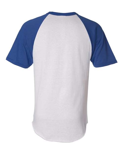 Unisex Raglan Baseball Jersey - White/ Royal Back