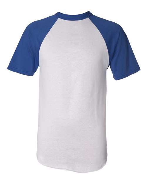Unisex Raglan Baseball Jersey - White/ Royal Front