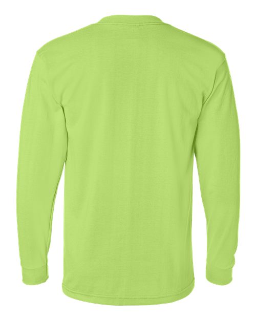 Men's USA-Made 50/50 Long Sleeve T-Shirt - Safety Green Back