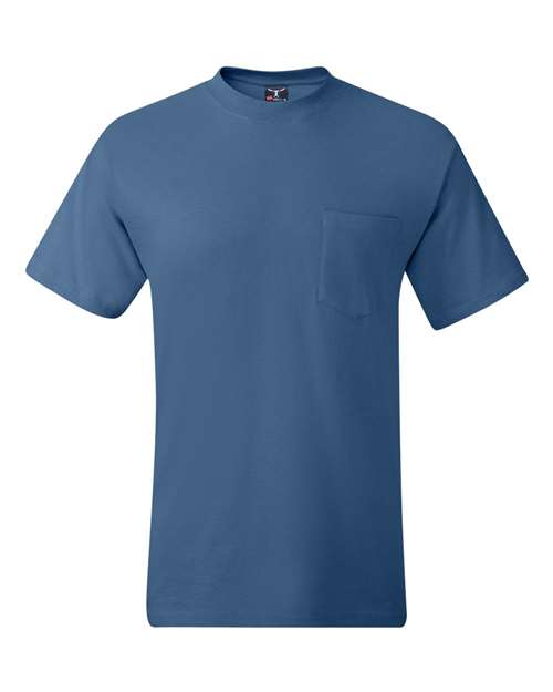 Men's Beefy-T® Pocket T-Shirt - Denim Blue Front