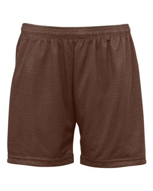 Women's Pro Mesh 5" Solid Liner Shorts - Brown Front