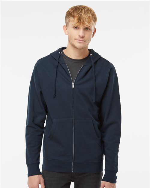 Unisex Midweight Full-Zip Hooded Sweatshirt - Storm Blue Front