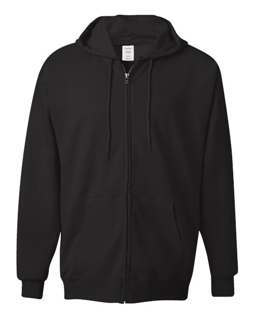 Unisex Ultimate Cotton® Full-Zip Hooded Sweatshirt - Black Front
