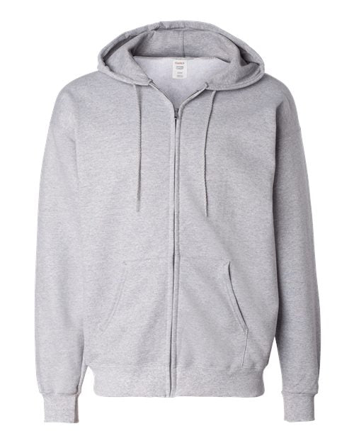 Unisex Ultimate Cotton® Full-Zip Hooded Sweatshirt - Light Steel Front
