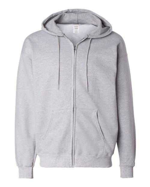Hanes Unisex Ultimate Cotton® Full-Zip Hooded Sweatshirt - Light Steel Front