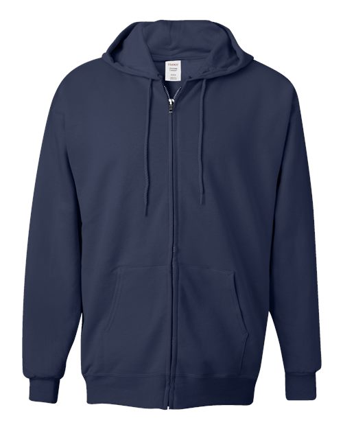 Unisex Ultimate Cotton® Full-Zip Hooded Sweatshirt - Navy Front