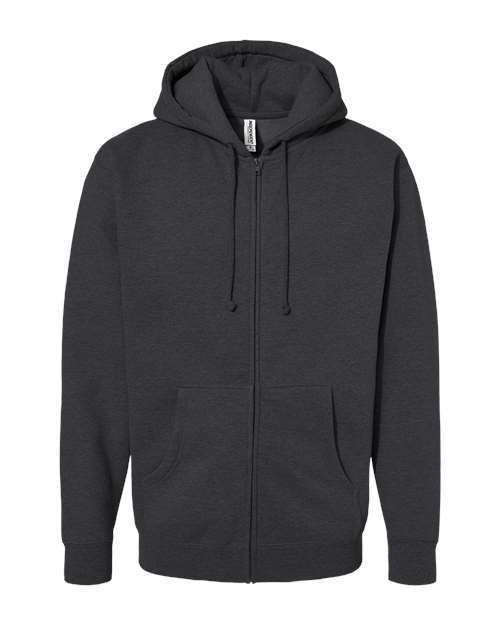Unisex Heavyweight Full-Zip Hooded Sweatshirt - Charcoal Heather Front