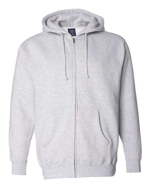 Unisex Heavyweight Full-Zip Hooded Sweatshirt - Grey Heather Front
