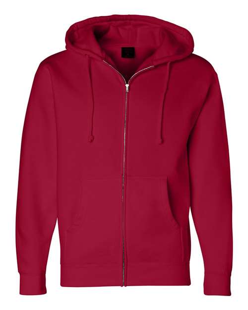 Unisex Heavyweight Full-Zip Hooded Sweatshirt - Red Front