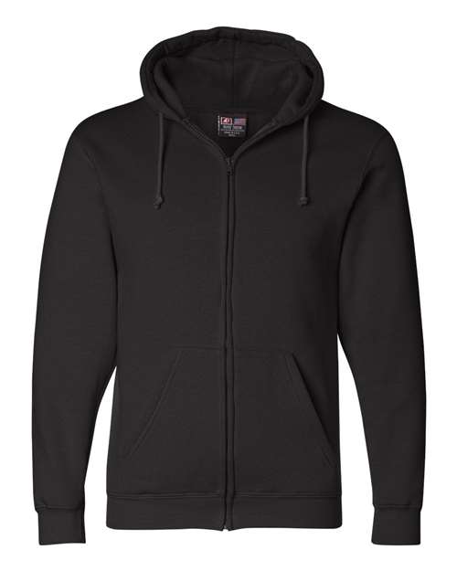 Unisex USA-Made Full-Zip Hooded Sweatshirt - Black Front