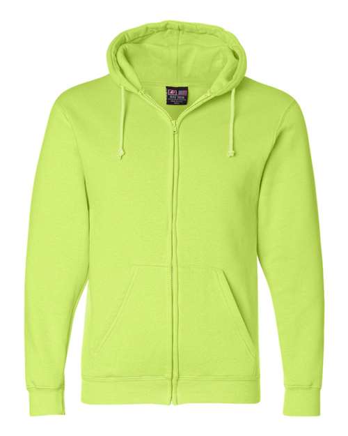 Unisex USA-Made Full-Zip Hooded Sweatshirt - Lime Green Front