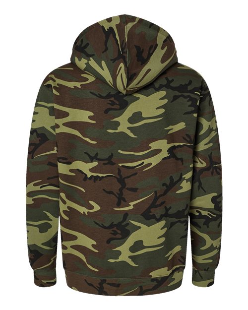 Unisex Camo Fleece Hoodie Sweatshirt - Green Woodland Back