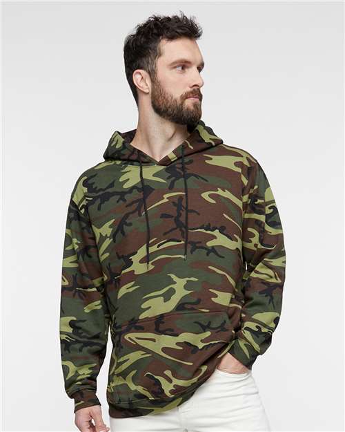 Code Five Unisex Camo Fleece Hoodie Sweatshirt - Model Front