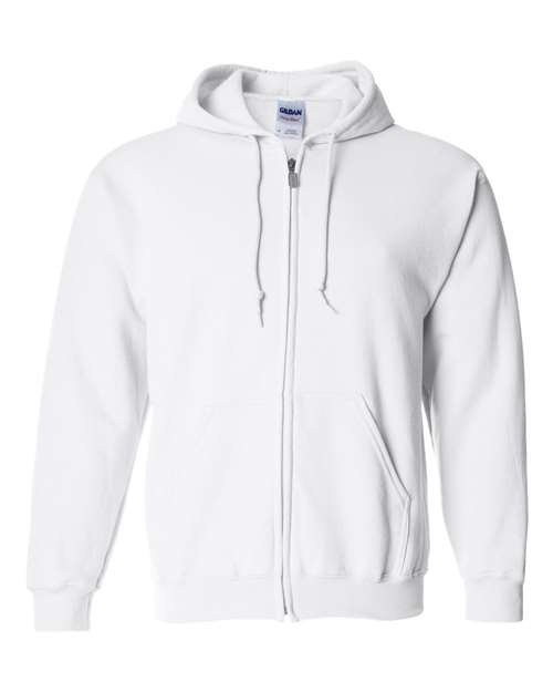 Gildan Unisex Heavy Blend™ Full-Zip Hooded Sweatshirt - White Front