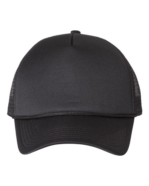 Foam Mesh-Back Trucker Cap - Black/ Black Front