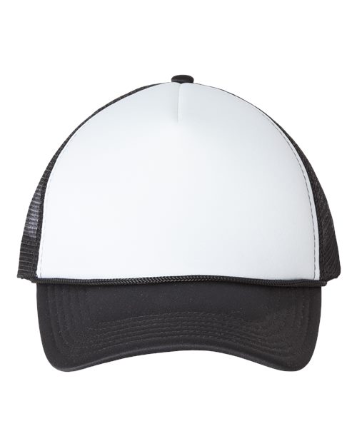 Foam Mesh-Back Trucker Cap - White/ Black Front