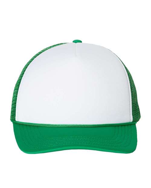Foam Mesh-Back Trucker Cap - White/ Kelly Front