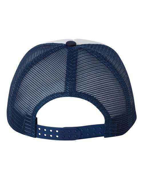 Foam Mesh-Back Trucker Cap - White/ Navy Back