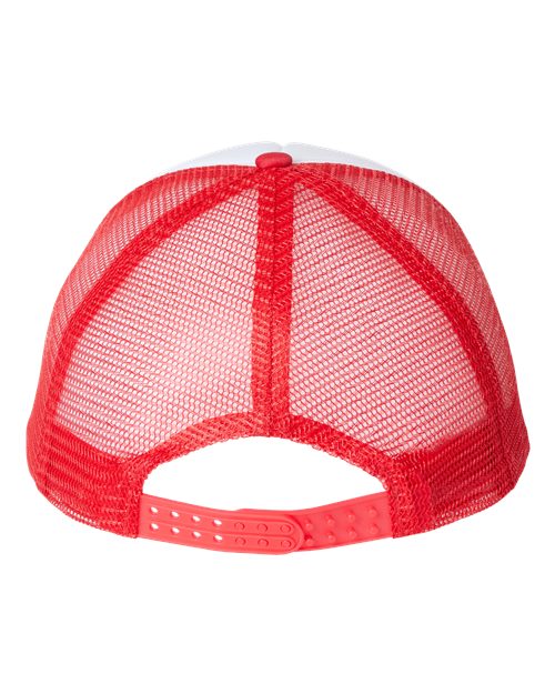 Foam Mesh-Back Trucker Cap - White/ Red Back