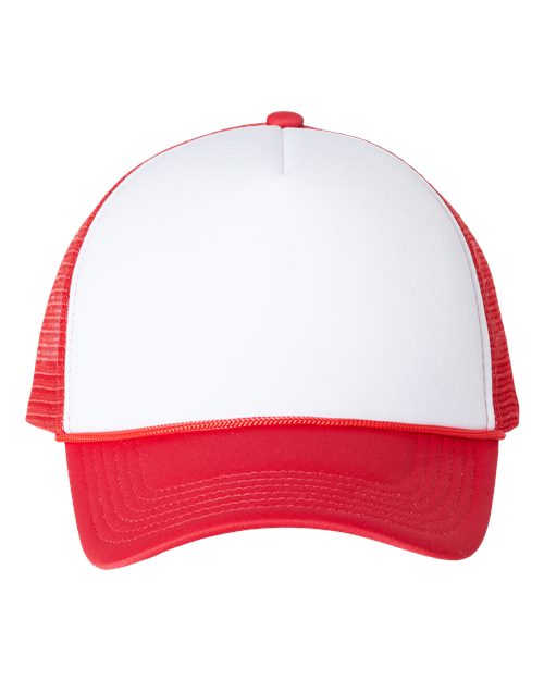 Foam Mesh-Back Trucker Cap - White/ Red Front