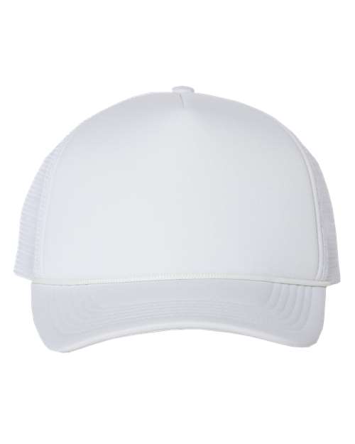 Foam Mesh-Back Trucker Cap - White/ White Front