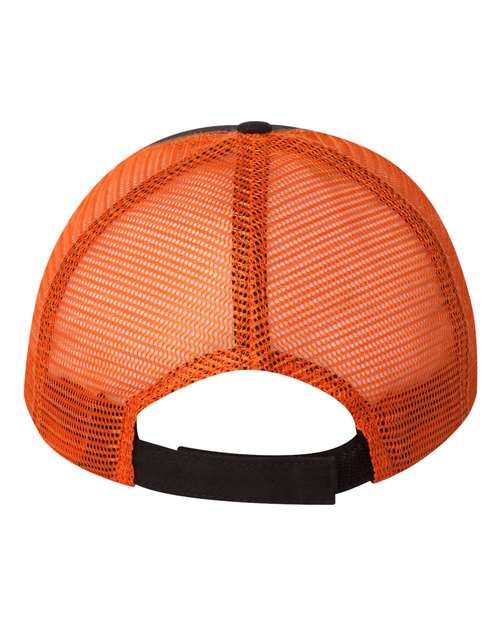 Bio-Washed Trucker Cap - Black/ Orange Back