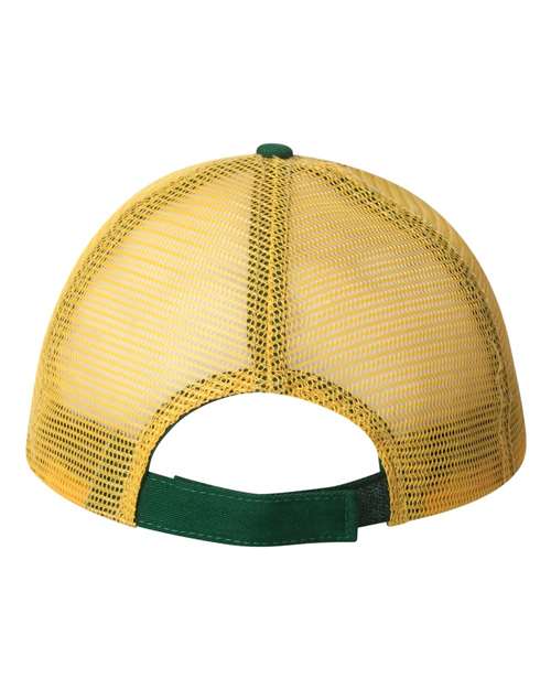 Bio-Washed Trucker Cap - Dark Green/ Gold Back