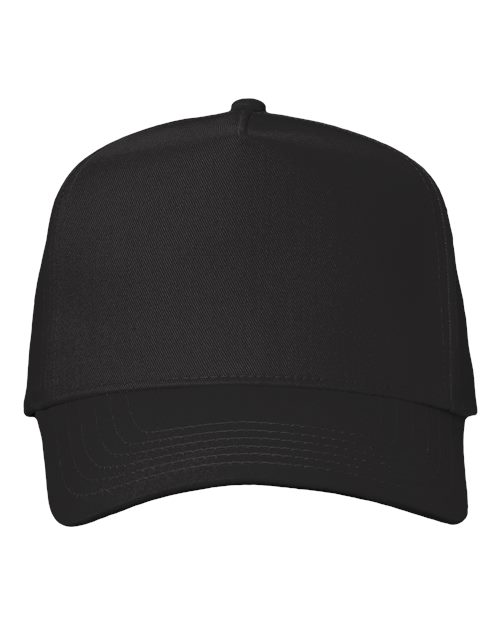 Five-Panel Twill Cap - Black Front