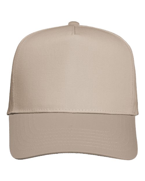 Five-Panel Twill Cap - Khaki Front