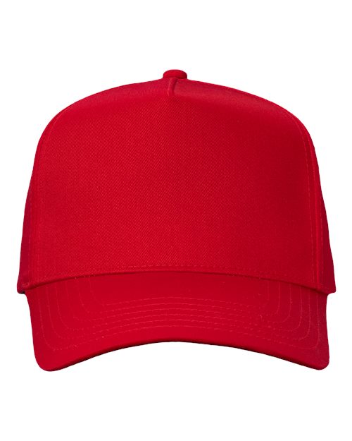 Five-Panel Twill Cap - Red Front
