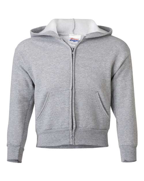 Youth EcoSmart® Full-Zip Hooded Sweatshirt - Light Steel Front