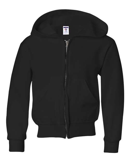 Youth NuBlend® Full-Zip Hooded Sweatshirt - Black Front