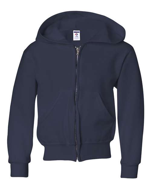 Youth NuBlend® Full-Zip Hooded Sweatshirt - J. Navy Front