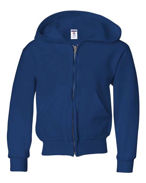 Youth NuBlend® Full-Zip Hooded Sweatshirt - Royal Front