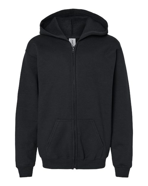 Gildan Youth Heavy Blend™ Full-Zip Hooded Sweatshirt - Black Front