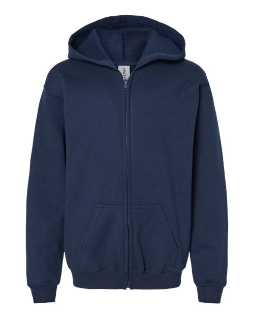 Gildan Youth Heavy Blend™ Full-Zip Hooded Sweatshirt - Navy Front
