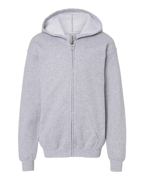 Gildan Youth Heavy Blend™ Full-Zip Hooded Sweatshirt - Sport Grey Front