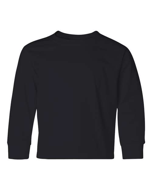 Youth Dri-Power® Long Sleeve 50/50 T-Shirt - Black Front