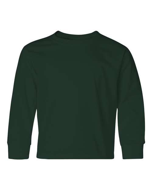 Youth Dri-Power® Long Sleeve 50/50 T-Shirt - Forest Green Front