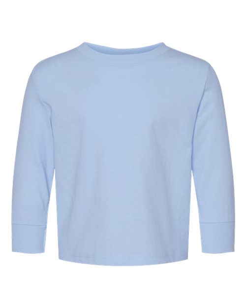 Toddler Cotton Jersey Long Sleeve Tee - Light Blue Front