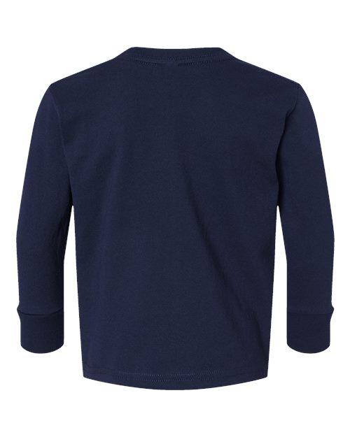 Toddler Cotton Jersey Long Sleeve Tee - Navy Back