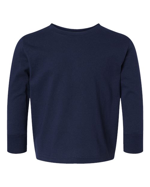 Toddler Cotton Jersey Long Sleeve Tee - Navy Front