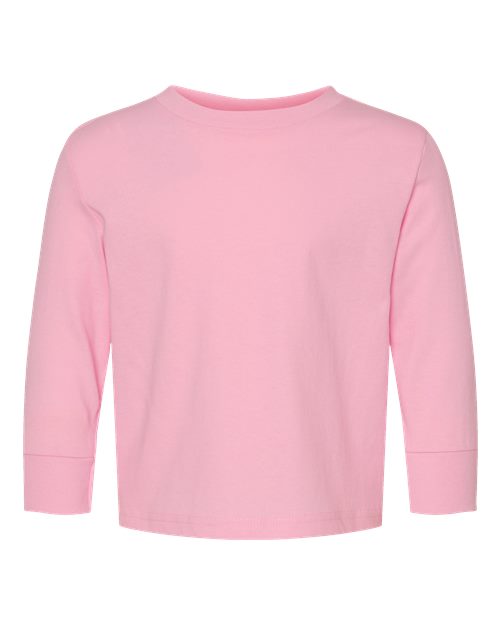 Toddler Cotton Jersey Long Sleeve Tee - Pink Front
