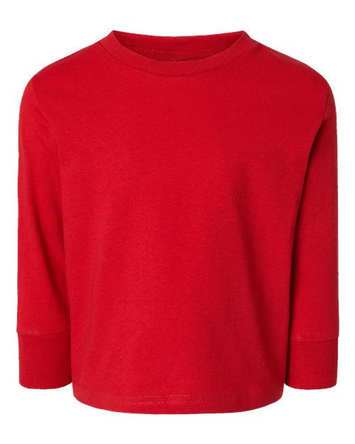 Toddler Cotton Jersey Long Sleeve Tee - Red Front