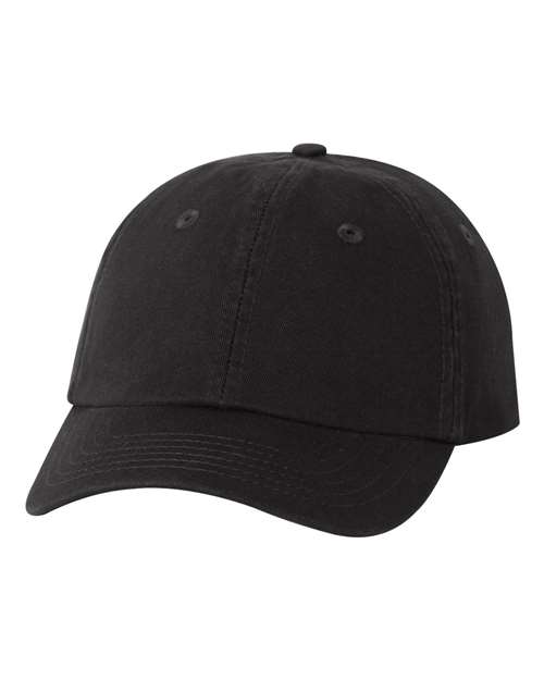 Youth Small Fit Bio-Washed Dad Hat - Black Front