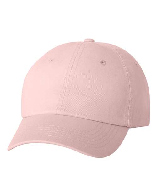 Youth Small Fit Bio-Washed Dad Hat - Light Pink Front