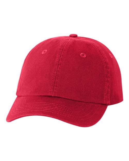 Youth Small Fit Bio-Washed Dad Hat - Red Front