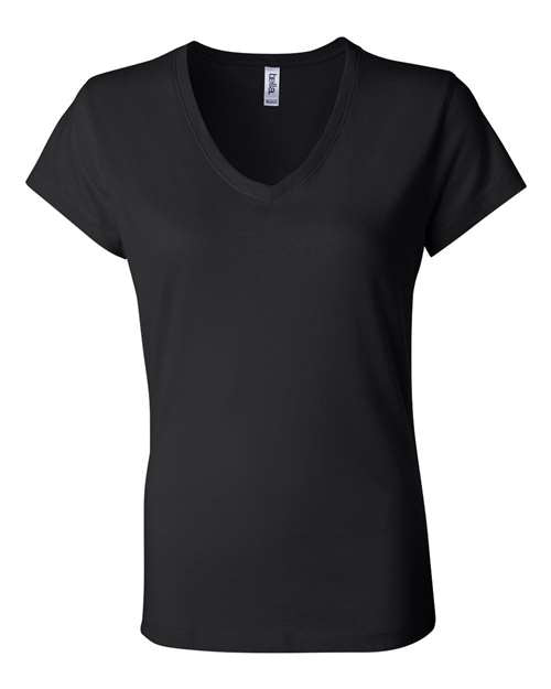 BELLA + CANVAS Women’s Jersey V-Neck Tee - Black Front
