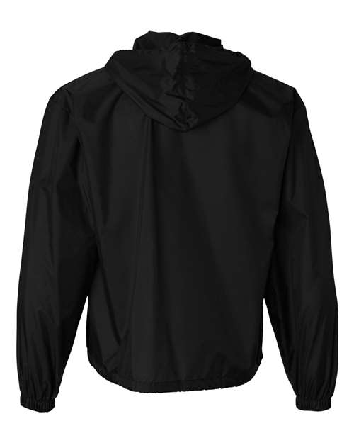 Unisex Packable Half-Zip Hooded Pullover Jacket - Black Back