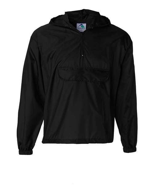 Unisex Packable Half-Zip Hooded Pullover Jacket - Black Front